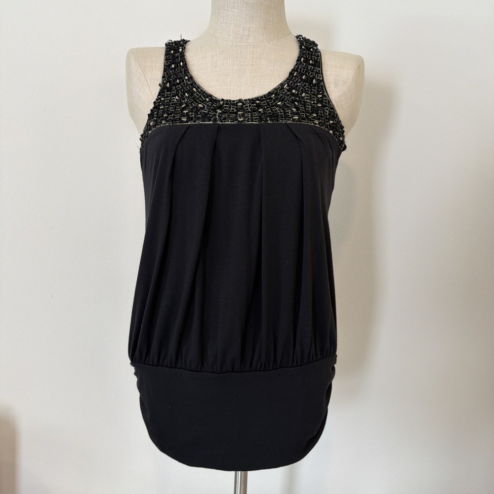 Daytrip Y2K Black Beaded Jeweled Fairy Whimsigoth‎ Witchy Tank Top Small